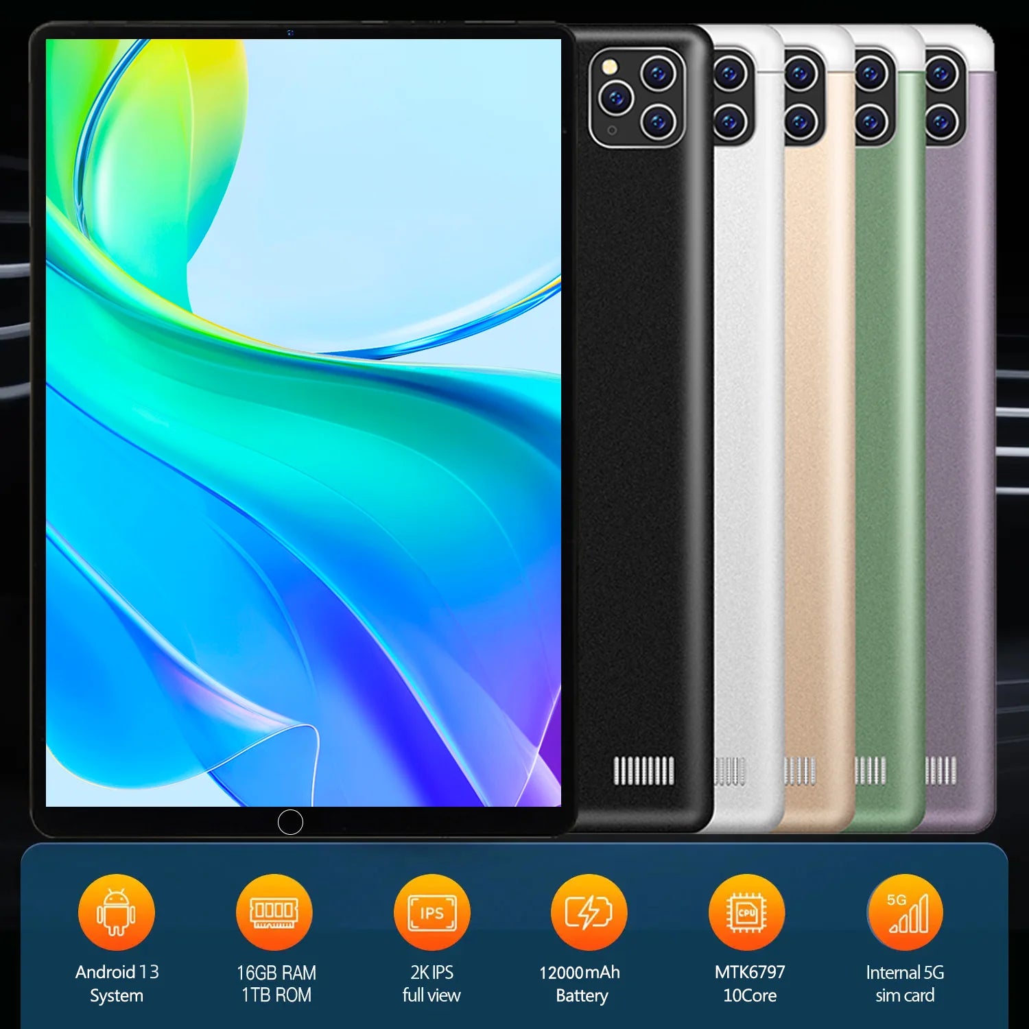 2024 New 5G Tablet 11.6 inch Android 13.0 Phablet MTK6797 16GB RAM 1TB ROM Tablet PC Dual Cameras Dual sim card Wifi Type-c