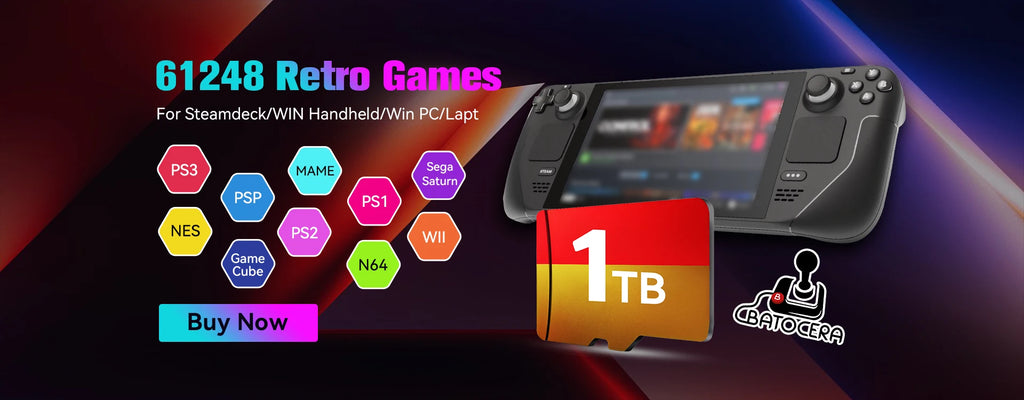 1TB Game Card with 42000+ Retro/AAA Games&50+ Emulators for Switch/PS3/2/1/N64 for ROG ALLY/ Win Handheld Game Console/PC/Laptop