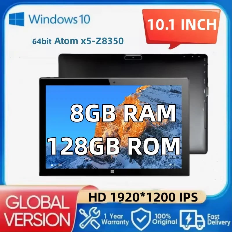 10.1'' Portable Windows 10 Tablet 8GB DDR3-RAM 128GB EMMC 1920x1200IPS 64bit Intel Atom x5-Z8350 1*USB 3.0 HD-MI Dual Camera