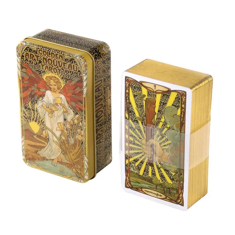 78 Cards Golden Art Table Game Tarot Deck Entertainment Playing Card Board Game Gift 2023 New Arrival Interactive Desktop Game