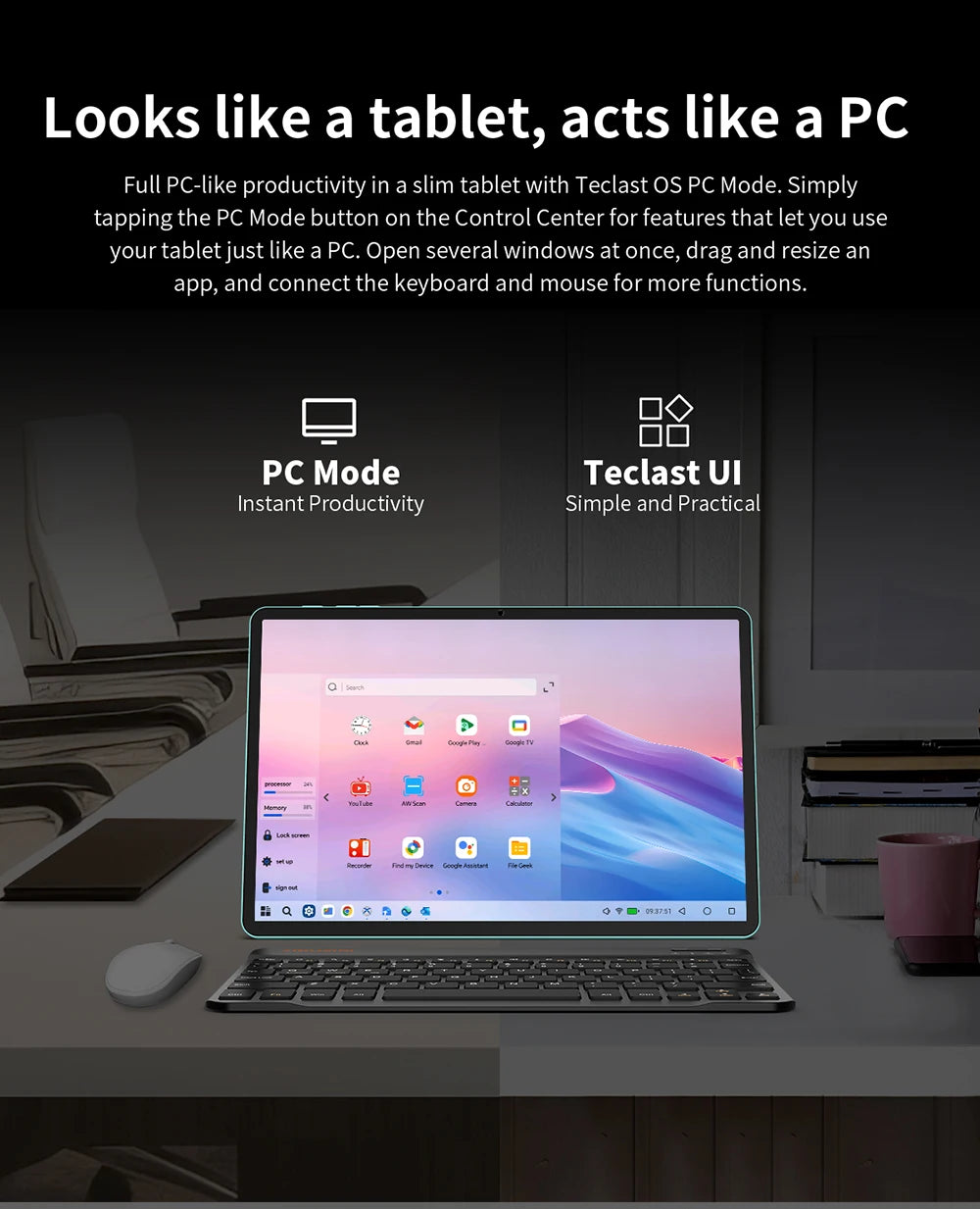 【New】 Teclast P50Ai 11 Inch 90Hz Tablet Pc Android 15 Ai Os (6Gb+10Gb Expansion)16Gb Ram 128Gb Lpddr5 7000Mah Allwinner A733-Ai Octa-Core 1280X800 Wifi-6 Bt 5.4
