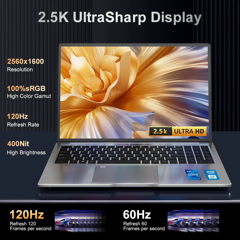 Ninkear N16 Pro Gaming Laptop 13th Intel i7-13620H 16-inch 2.5K IPS 120Hz Computer 32GB DDR4+1TB SSD WiFi 6 Face Recognition