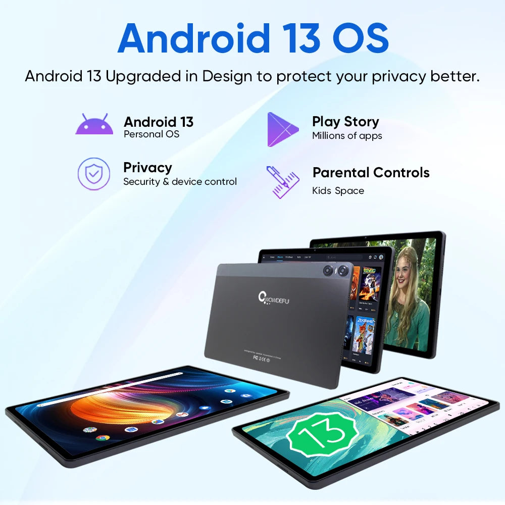 2024 CWOWDEFU Android 13 Tablet 10.95" FHD Incell 2K-Display MTK Octa Core 6GB 128GB 7000mAh Battery 13MP Cam GPS Tablet PC