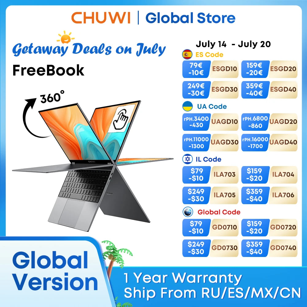 CHUWI FreeBook Laptop Tablet 2 in 1 Intel i3 1215U 12GB LPDDR5 512G SSD Windows 11 Laptop 13.5" IPS FHD Display WIFI 6 2256*1504