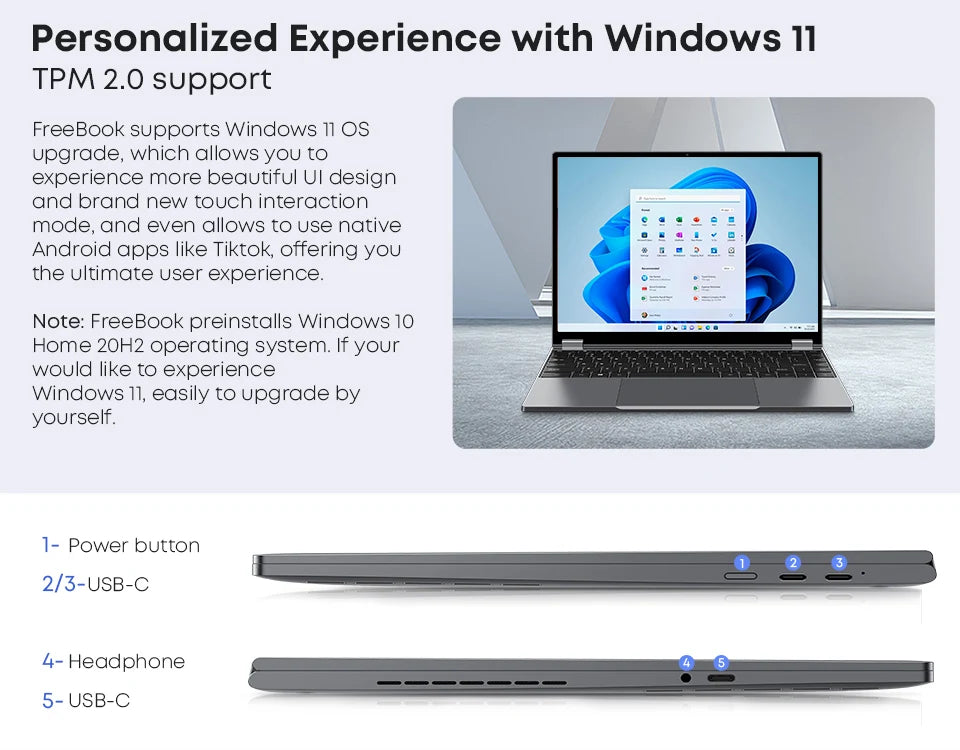 CHUWI FreeBook Laptop Tablet 2 in 1 Intel i3 1215U 12GB LPDDR5 512G SSD Windows 11 Laptop 13.5" IPS FHD Display WIFI 6 2256*1504