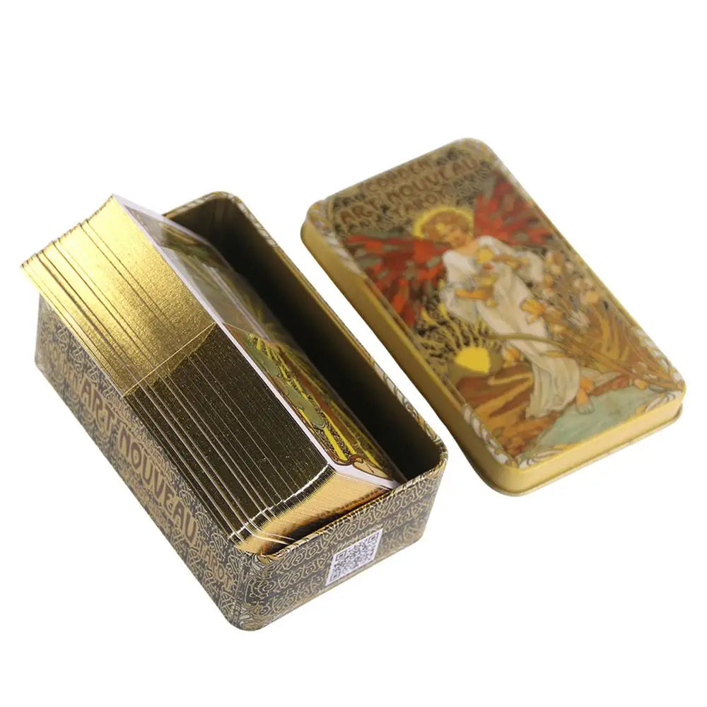 78 Cards Golden Art Table Game Tarot Deck Entertainment Playing Card Board Game Gift 2023 New Arrival Interactive Desktop Game