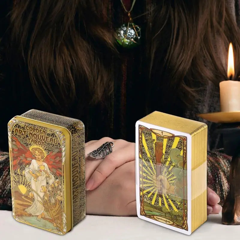 78 Cards Golden Art Table Game Tarot Deck Entertainment Playing Card Board Game Gift 2023 New Arrival Interactive Desktop Game