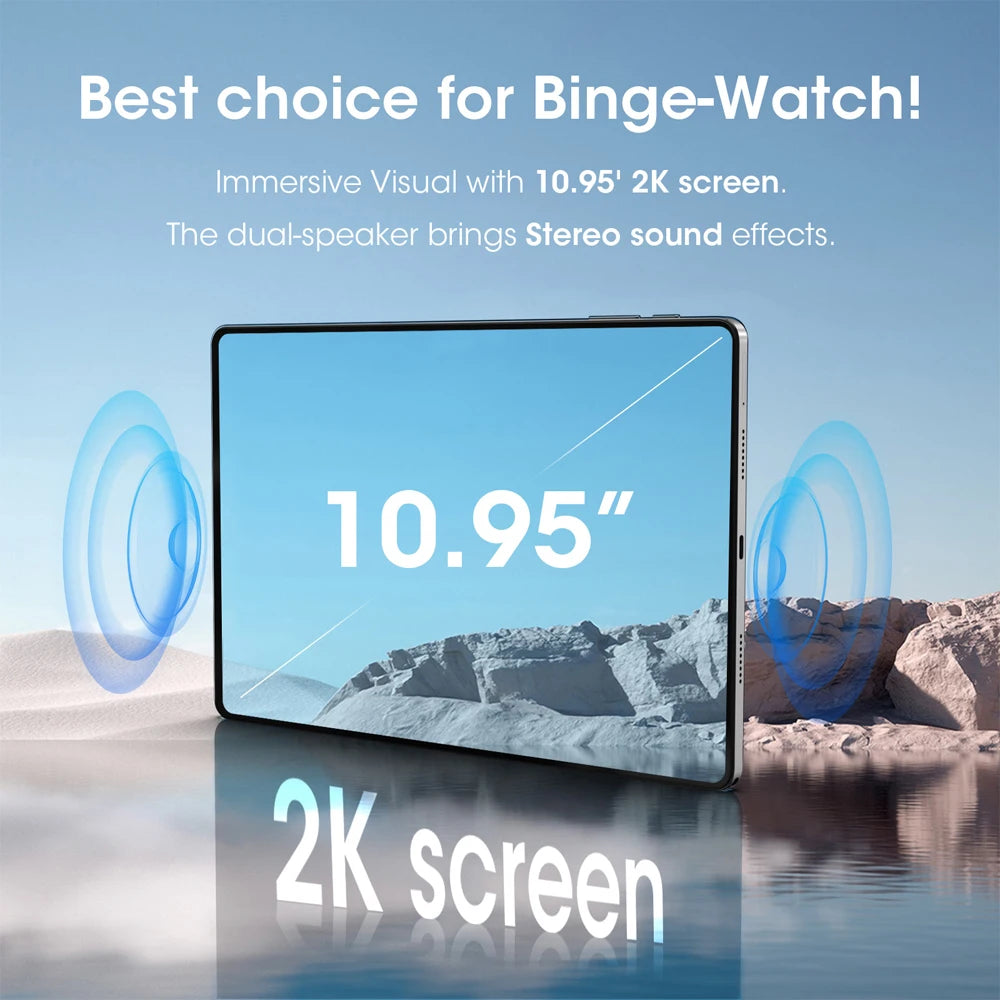 2024 CWOWDEFU Android 13 Tablet 10.95" FHD Incell 2K-Display MTK Octa Core 6GB 128GB 7000mAh Battery 13MP Cam GPS Tablet PC