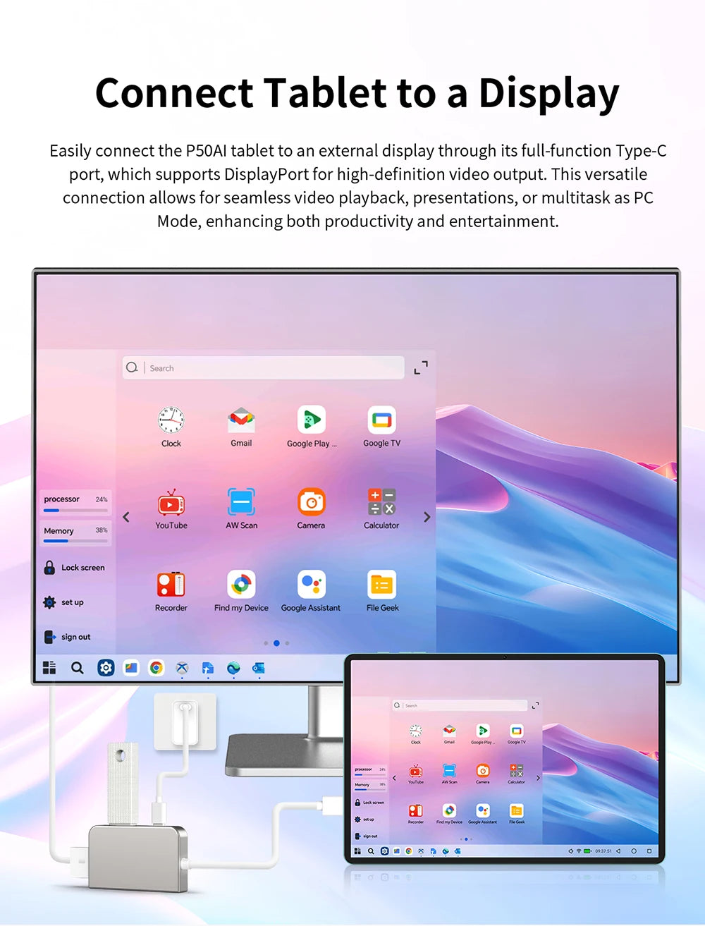 【New】 Teclast P50Ai 11 Inch 90Hz Tablet Pc Android 15 Ai Os (6Gb+10Gb Expansion)16Gb Ram 128Gb Lpddr5 7000Mah Allwinner A733-Ai Octa-Core 1280X800 Wifi-6 Bt 5.4