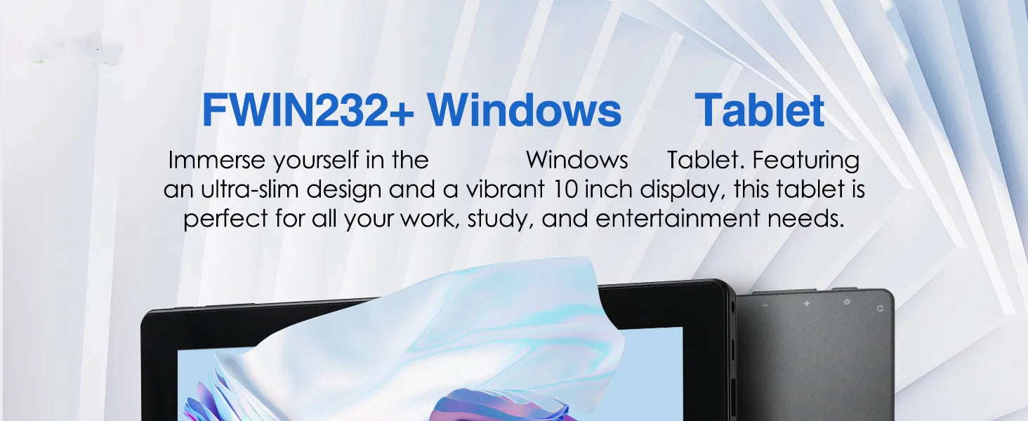 10.1'' Black FWIN232 Ultra Slim 2GB RAM 64GB ROM Windows 10 Tablet PC 1920x1200 Display Micro HDMI -Compatible Expandable