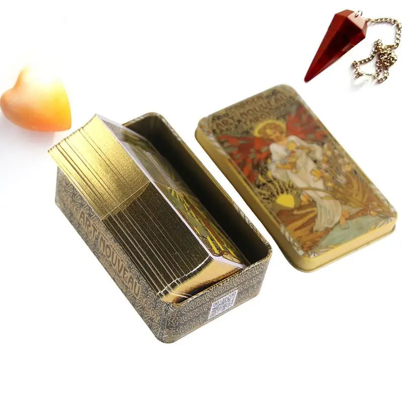 78 Cards Golden Art Table Game Tarot Deck Entertainment Playing Card Board Game Gift 2023 New Arrival Interactive Desktop Game