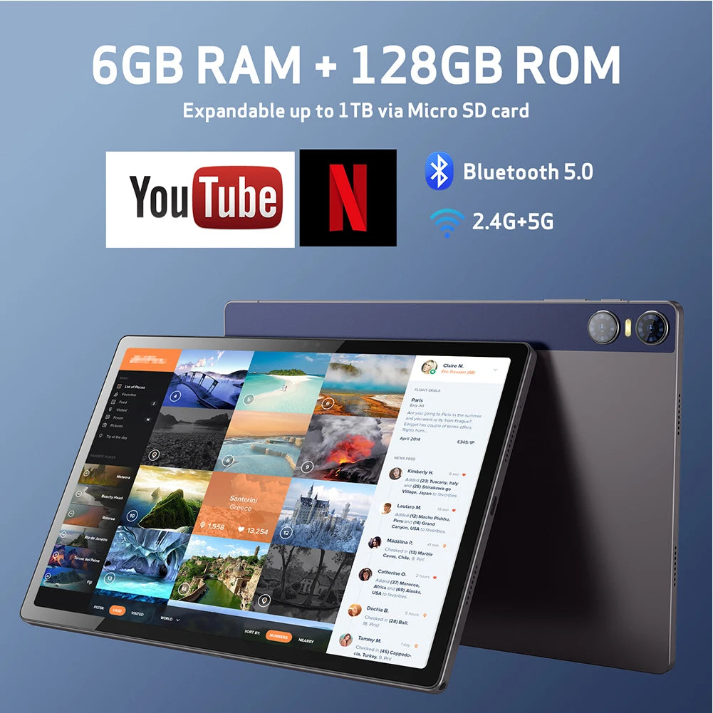 2024 CWOWDEFU Android 13 Tablet 10.95" FHD Incell 2K-Display MTK Octa Core 6GB 128GB 7000mAh Battery 13MP Cam GPS Tablet PC