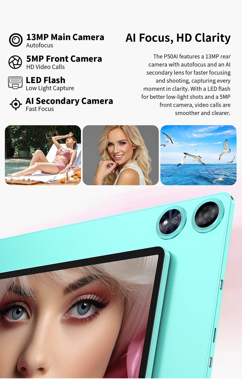 【New】 Teclast P50Ai 11 Inch 90Hz Tablet Pc Android 15 Ai Os (6Gb+10Gb Expansion)16Gb Ram 128Gb Lpddr5 7000Mah Allwinner A733-Ai Octa-Core 1280X800 Wifi-6 Bt 5.4