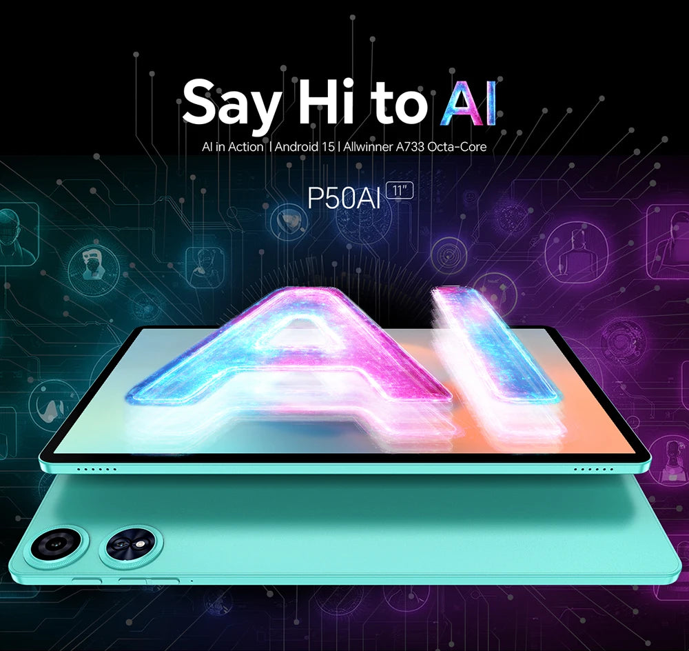 【New】 Teclast P50Ai 11 Inch 90Hz Tablet Pc Android 15 Ai Os (6Gb+10Gb Expansion)16Gb Ram 128Gb Lpddr5 7000Mah Allwinner A733-Ai Octa-Core 1280X800 Wifi-6 Bt 5.4