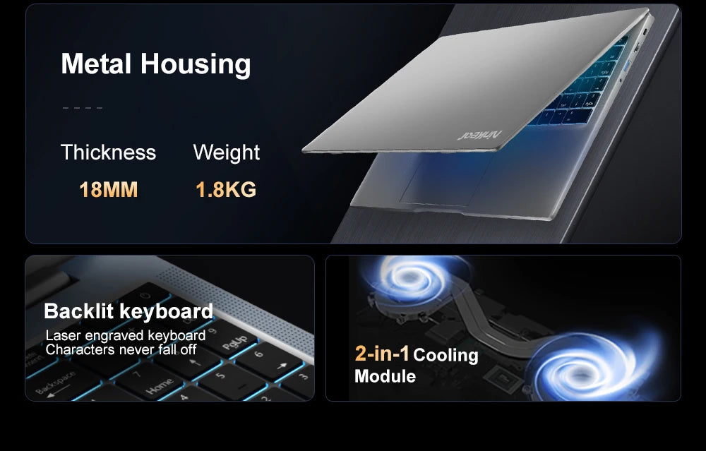 Ninkear N16 Pro Gaming Laptop 13th Intel i7-13620H 16-inch 2.5K IPS 120Hz Computer 32GB DDR4+1TB SSD WiFi 6 Face Recognition