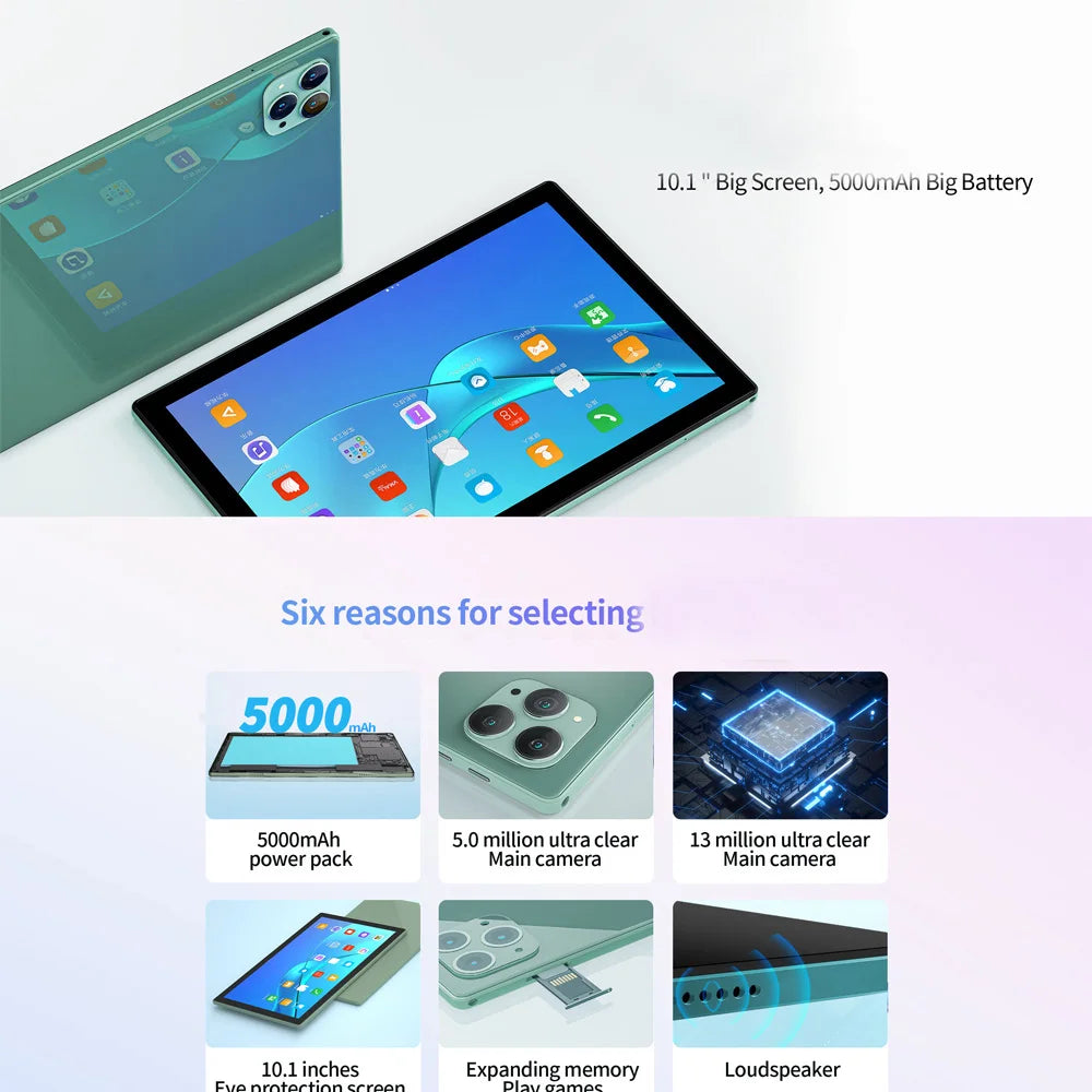 New 10.1 Inch Tablets 4G LTE Phone Call Octa Core 8GB RAM 256GB ROM Dual GPS Bluetooth WiFi Google Tablet PC