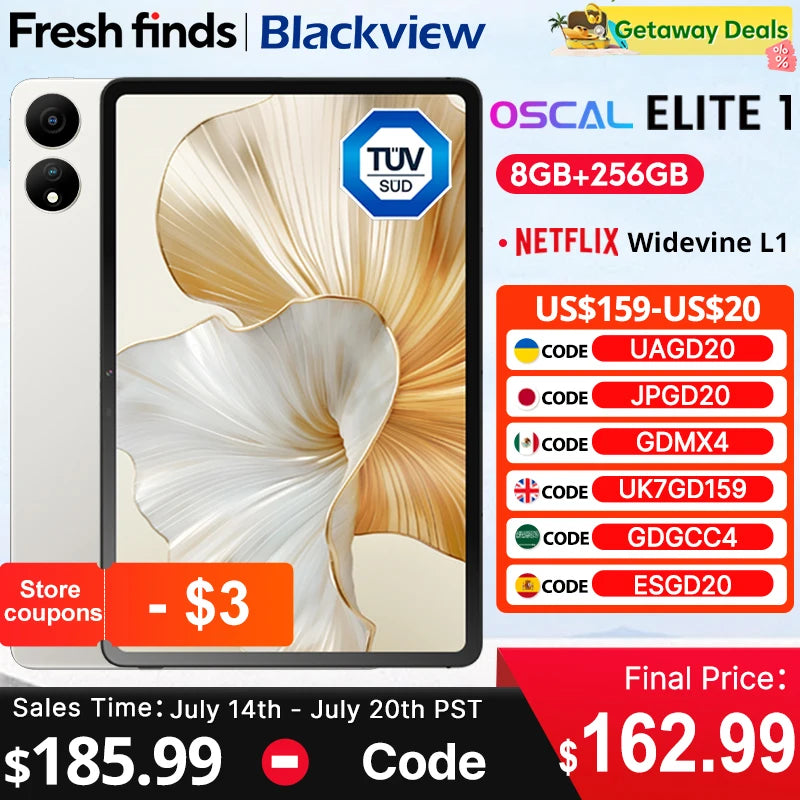 Blackview Oscal ELITE 1 Tablet 12.1 inch 2.5K Display MTK Helio G99 Widevine L1 8800mAh Battery 33W Fast Charging Android Pad PC