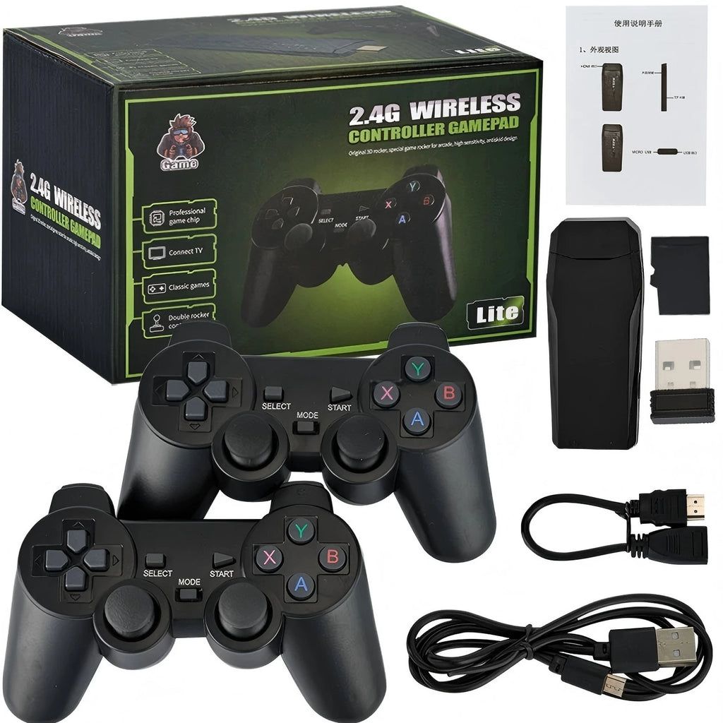 Video Game Console Built-in 10000+ Games Retro Handheld Game Player 64G 4K TV Game Stick 2.4G Wireless Controller Gamepad
