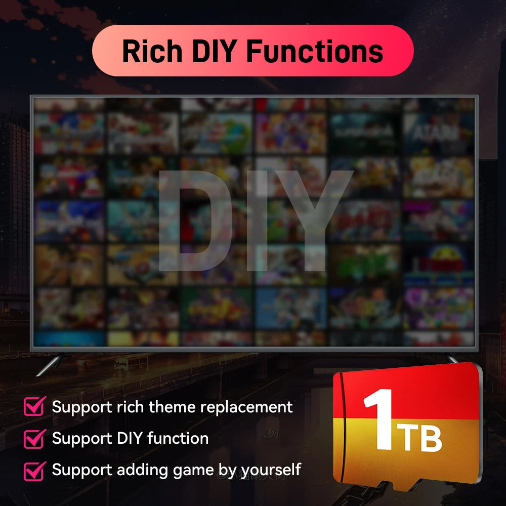 1TB Game Card with 42000+ Retro/AAA Games&50+ Emulators for Switch/PS3/2/1/N64 for ROG ALLY/ Win Handheld Game Console/PC/Laptop