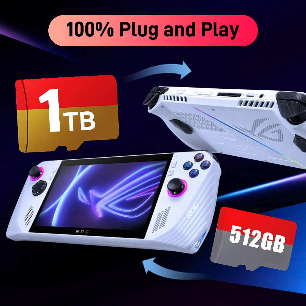 1TB Game Card with 42000+ Retro/AAA Games&50+ Emulators for Switch/PS3/2/1/N64 for ROG ALLY/ Win Handheld Game Console/PC/Laptop