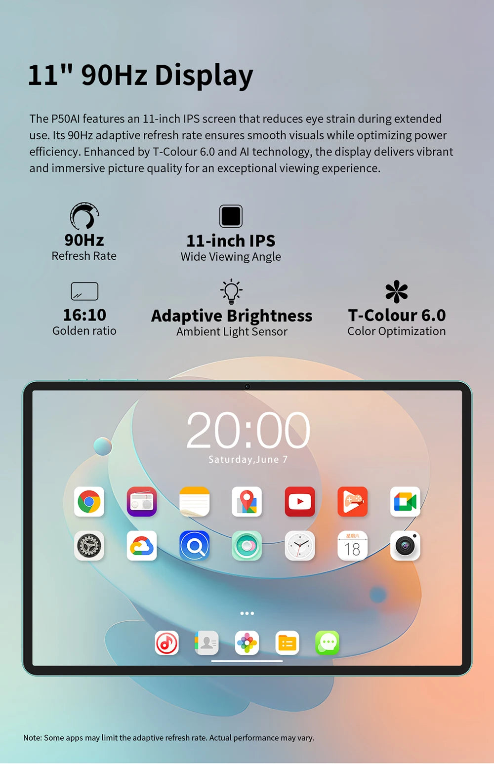 【New】 Teclast P50Ai 11 Inch 90Hz Tablet Pc Android 15 Ai Os (6Gb+10Gb Expansion)16Gb Ram 128Gb Lpddr5 7000Mah Allwinner A733-Ai Octa-Core 1280X800 Wifi-6 Bt 5.4