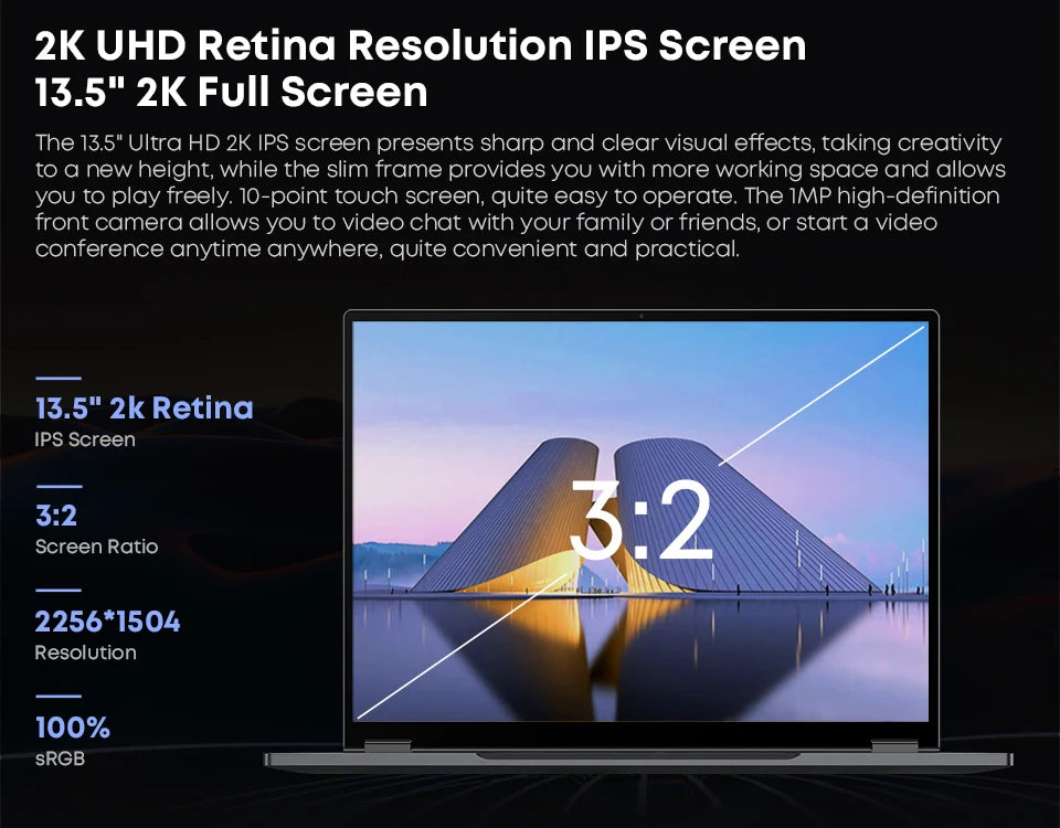 CHUWI FreeBook Laptop Tablet 2 in 1 Intel i3 1215U 12GB LPDDR5 512G SSD Windows 11 Laptop 13.5" IPS FHD Display WIFI 6 2256*1504