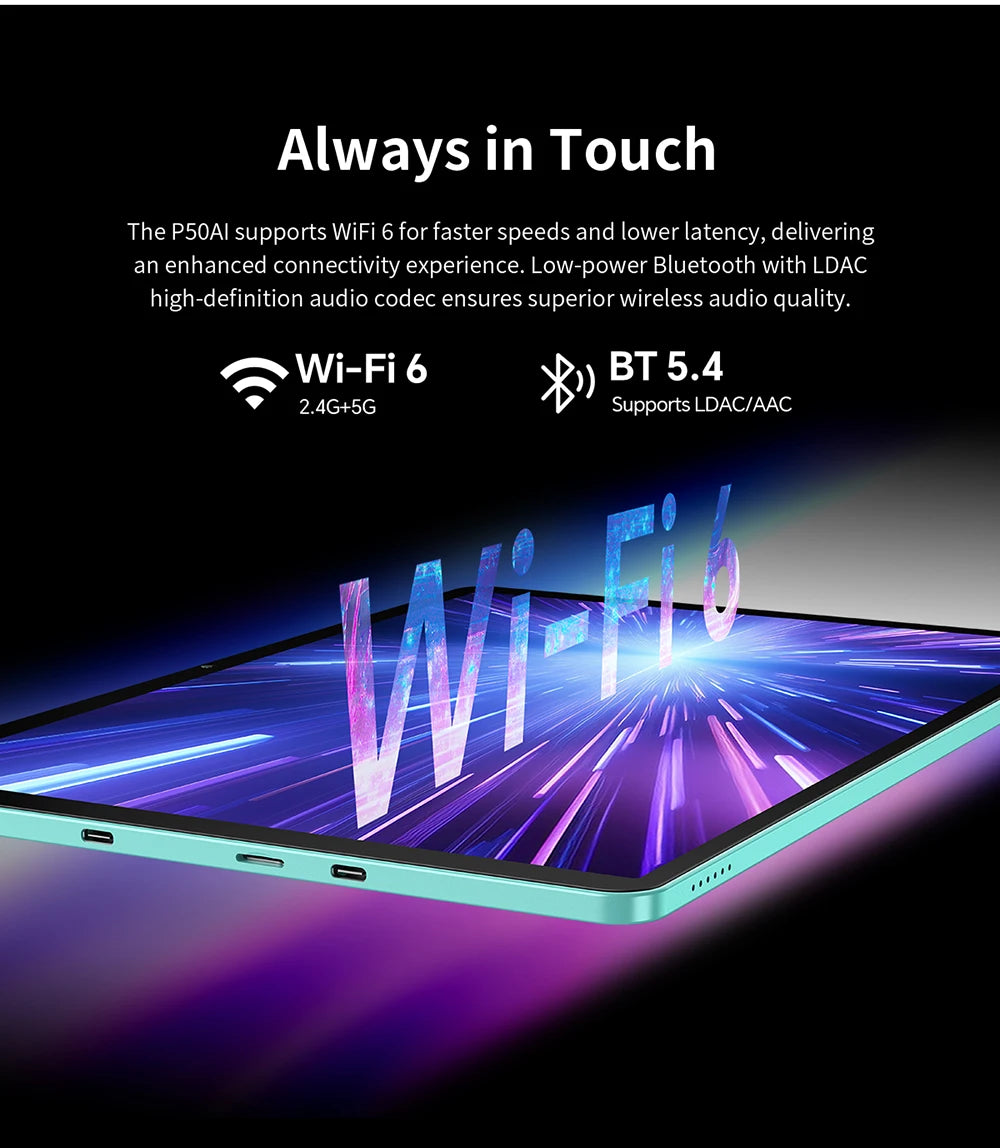【New】 Teclast P50Ai 11 Inch 90Hz Tablet Pc Android 15 Ai Os (6Gb+10Gb Expansion)16Gb Ram 128Gb Lpddr5 7000Mah Allwinner A733-Ai Octa-Core 1280X800 Wifi-6 Bt 5.4