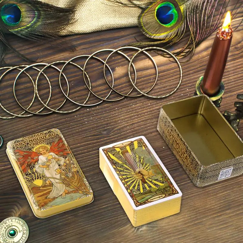 78 Cards Golden Art Table Game Tarot Deck Entertainment Playing Card Board Game Gift 2023 New Arrival Interactive Desktop Game
